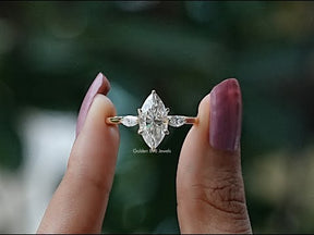 YouTube Videao Of Marquise Cut Moissanite Three Stone Engagement Ring