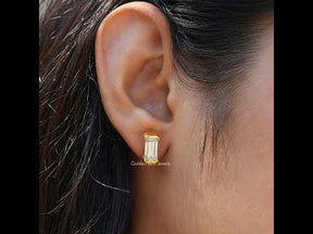 YouTube Video Of Moissanite Long Emerald Stud Earrings