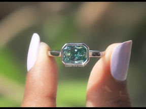 YouTube Video Of Blue Radiant Cut Moissanite Engagement Ring