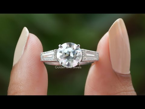 YouTube Video Of Old European Round Cut Three Stone Moissanite Ring 