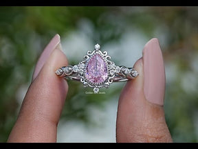 YouTube Video Of Pink Tourmaline Pear Cut Gemstone Ring