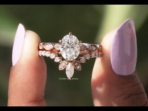 YouTube Vieo Of Colorless Oval Cut Moissanite Bridal Ring Set