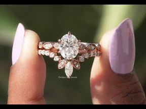 YouTube Vieo Of Colorless Oval Cut Moissanite Bridal Ring Set