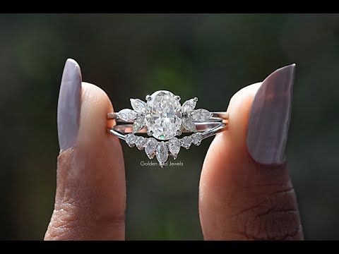 YouTube Video Of Oval Cut Moissanite Ring With Chevron Band