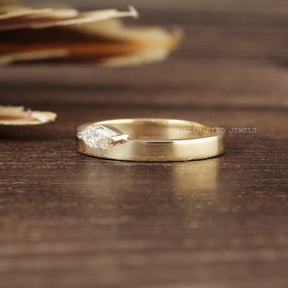 View of Marquise Cut Moissanite Ring In 14K Yellow Gold