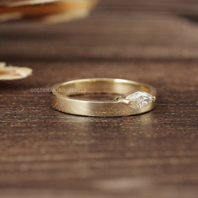 Classic Marquise Moissanite Solitaire Engagement Ring In Yellow Gold