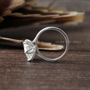 Detailed View of Moissanite Hexagon Cut Solitaire Engagement Ring In White Gold