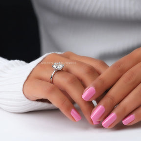 [Prong Set Hexagon Cut Moissanite Solitaire Engagement Ring]-[Golden Bird Jewels]