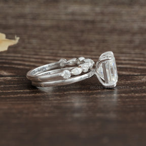 View of Radiant Cut Moissanite Ring Crafted With Marquise And Round Cut Stones