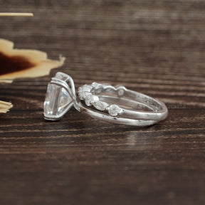 View of Radiant Cut Moissanite Half Eternity Matching In White Gold