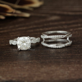 View of Cushion Cut Moissanite Infinity Ring In White Gold