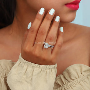 Detailed View of Cushion Cut Moissanite Bridal Wedding Ring In White Gold