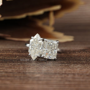 View of Dutch Marquise & Radiant Cut Moissanite Toi Et Moi Ring In White Gold