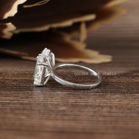 Detailed View of Marquise and Radiant Cut Moissanite Toi Et Moi Ring In White Gold