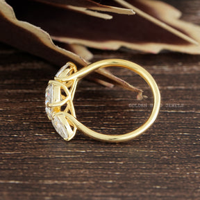 Back View of Moissanite Rose Cut Three Stone Engagement Ring 