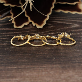 View of Moissanite Cocktail Bridal Ring Set In Yellow Gold
