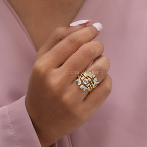View of Multi Stone Moissanite Vintage Bridal Set In Finger