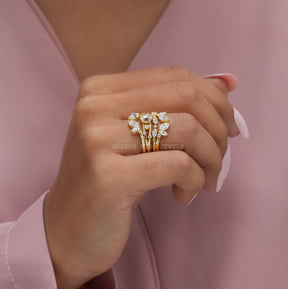 View of Multi Stone Moissanite Vintage Ring In Finger