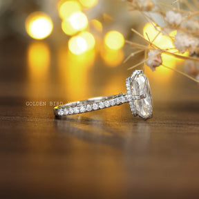 View of Cushion Cut Moissanite Solitaire Engagement Ring In White Gold