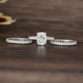 View of Moissanite Bridal Ring Set Crafted With 4 Prongs In White Gold