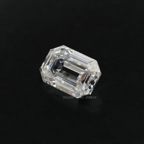 Close view of  Old Mine Emerald Cut Loose Moissanite
