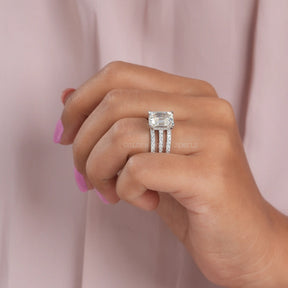 View of Emerald Cut Eternity Wedding Band In White Gold