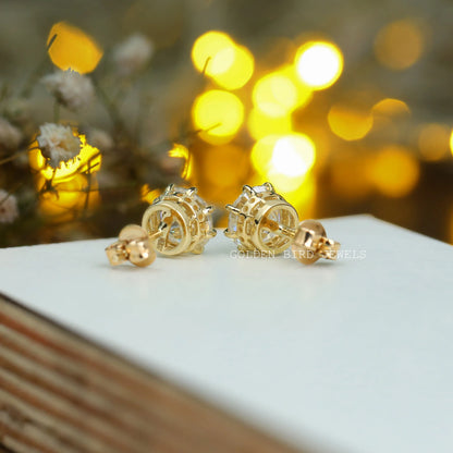 Moissanite Old European Cut Round Studs Earrings Set In Prongs