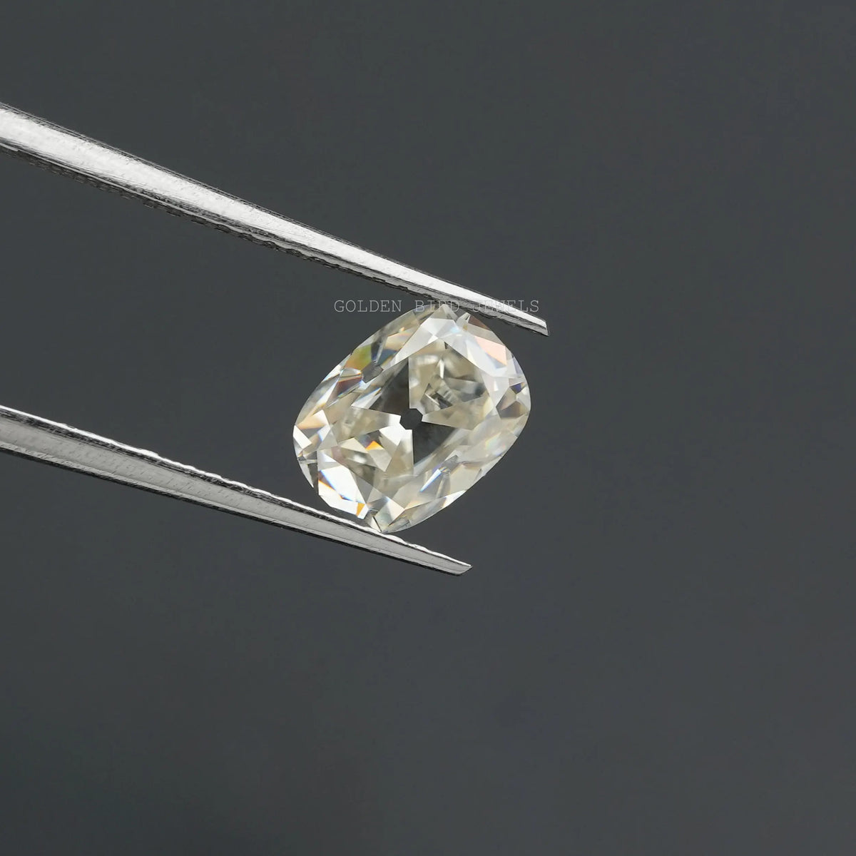 Twizer view of Off White Old Mine Cushion Cut Loose