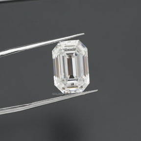 View of Old Mine Emerald Cut Moissanite Stone 