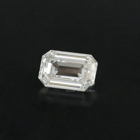 Close view of Moissanite Old Mine Emerald Cut Loose Stone