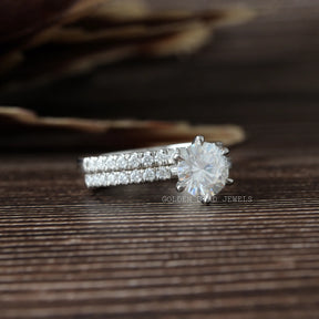 [14K White Gold Colorless Round Cut Ring]-[Golden Bird Jewels]