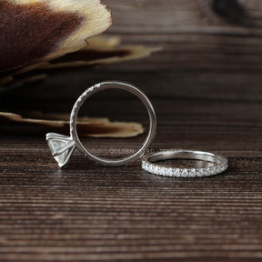 View of Round Cut Moissanite Bridal Wedding Ring In White Gold