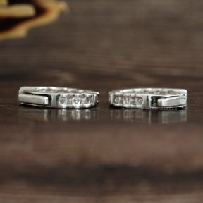 [Moissanite Hoops Earrrings Set In Colorless Round Cut Stones]-[Golden Bird Jewels]