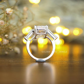 Emerald Cut Moissanite Anniversary Ring In White Gold