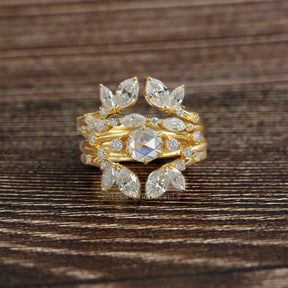 Multi Stone Moissanite Cocktail Bridal Ring In Yellow Gold