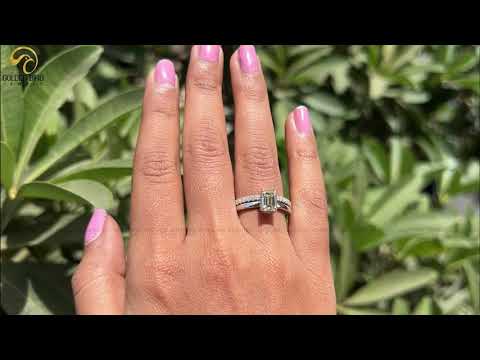 YouTube Video Of 1 Carat Emerald Cut Yellow Moissanite Bridal Band