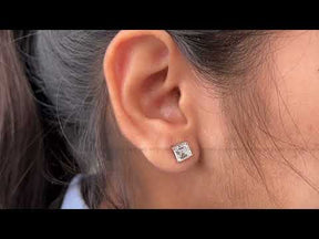 Youtube video of asschrer cut moissanite gold stud earrings 