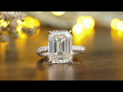 Youtube Video Of Emerald Cut Moissanite Engagement White Gold Ring