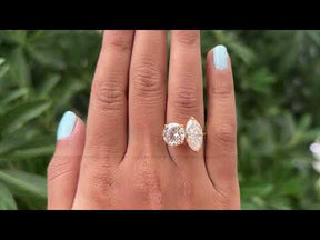 YouTube Video Of Marquise And Round Moissanite 2 Stone Engagement Ring